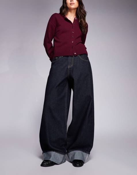 Edikted Kella extra oversized low rise jeans in indigo blue  - view 1