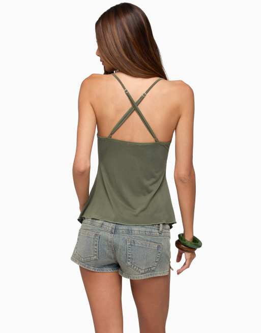 Edikted kirstine bead patch tank top in olive, 2 of 5