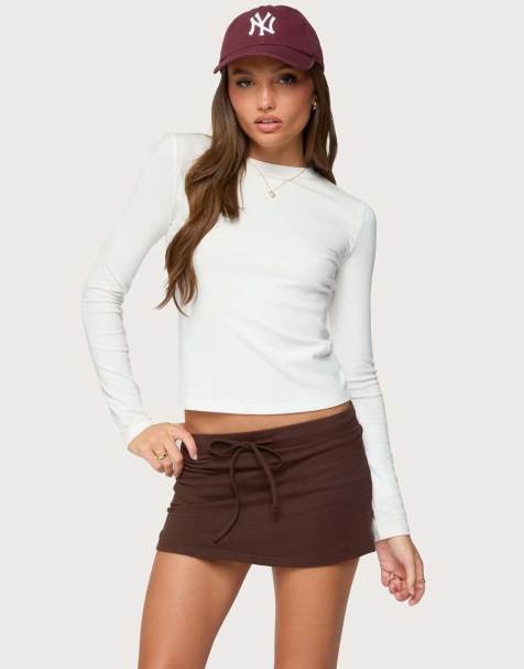 Edikted Kiyan long sleeve t shirt in white