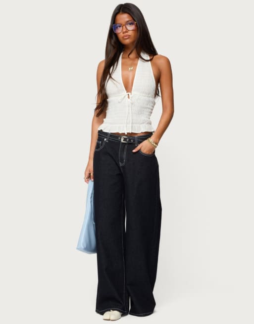 Edikted Larissa scrunch halter top in white | ASOS