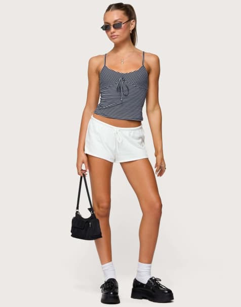 Edikted Leeroy french terry shorts in white