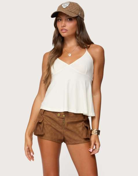 Edikted Leonora halter babydoll top in cream