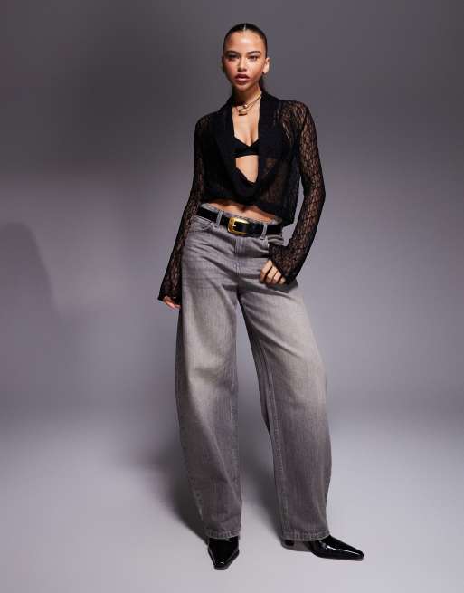 Edikted Lera lacey mesh long sleeve top in black, 2 of 4