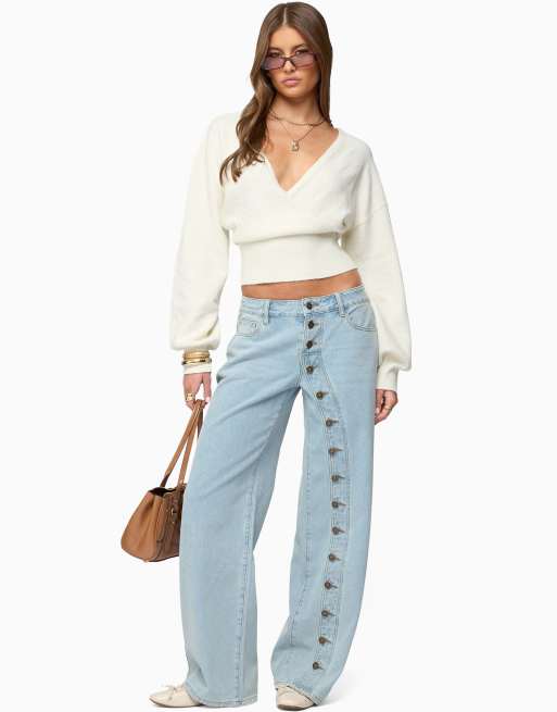 Edikted Lillia v neck wrap sweater in white, 5 of 5