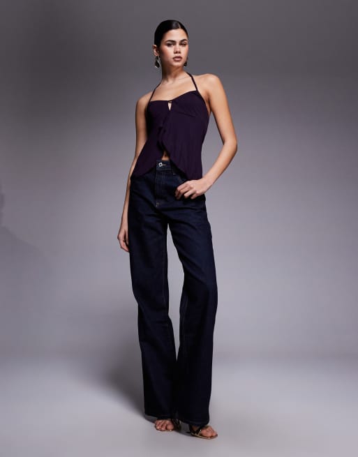 Edikted Lorenna split front halter top in purple, 3 of 4