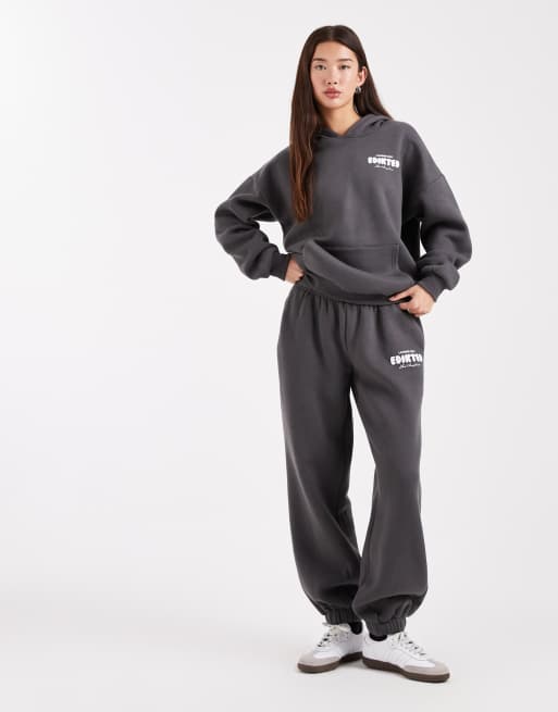 Edikted Lounge edit tracksuit bottoms in grey (part of a set), 2 of 5