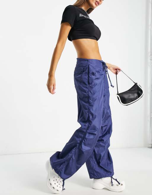 Edikted low rise wide leg parachute pants in navy