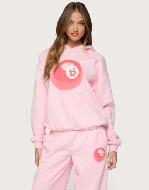 Edikted Lucky 8 oversized hoodie in light pink - view 1