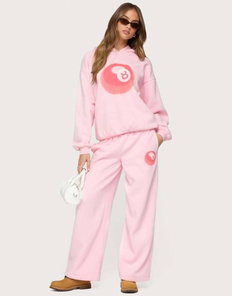 Edikted Lucky 8 sweatpants in light pink - view 1