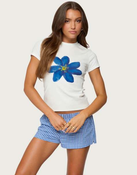 Edikted Marelle flower graphic t shirt in white - view 1