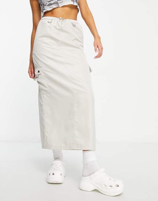 Edikted maxi cargo skirt in cream ASOS
