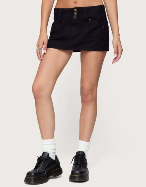 Edikted Mckinley denim mini skirt in black - view 1