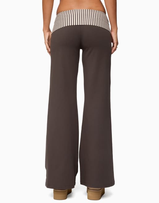 Edikted meshey striped foldover pants in dark-grey, 2 of 5