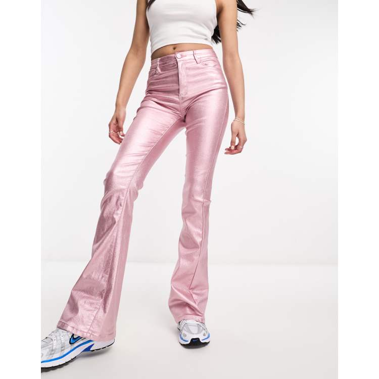 Pink Solid Flared Pants For Women – Zink London