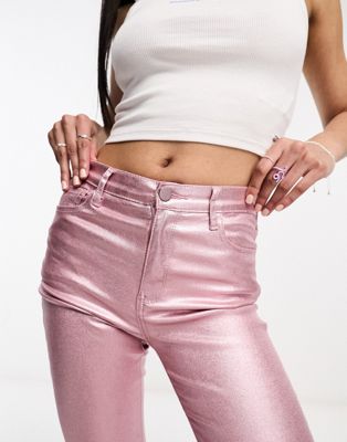 Edikted Women's Vintage Flare leg Pants size L Pink R7
