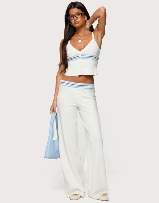 Edikted Miya stripey ribbed knit tank top in white | ASOS