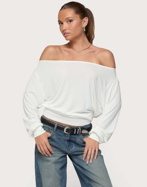 Edikted Nannie off shoulder oversized top in white