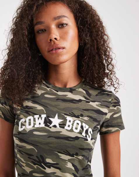 Edikted Nika camo cowboys t-shirt in olive - view 1