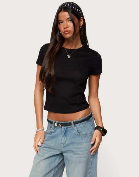 Edikted Nikkey semi sheer t shirt in black
