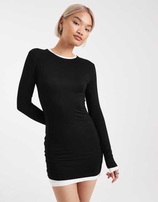 edikted black and white dress Edikted Vivian Layered Lace Mini Dress