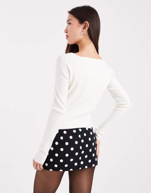 Edikted Noreen polka dot mini skort in black, 3 of 5