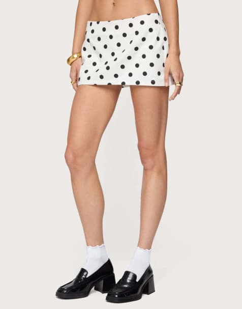Edikted Noreen polka dot mini skort in white and black - view 1