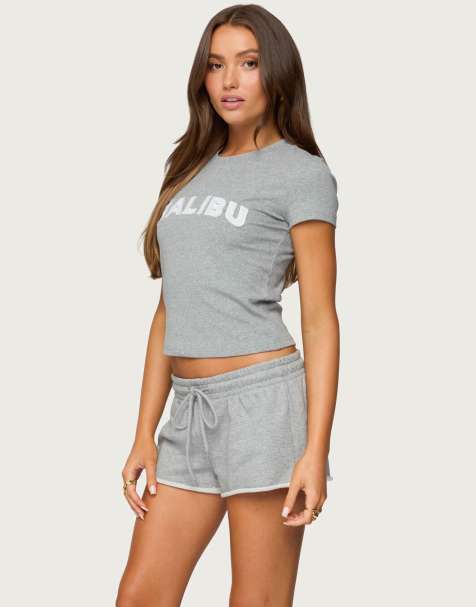 Edikted Pacific coast t shirt in gray melange