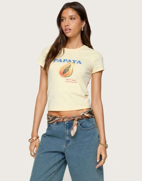 Edikted Papaya t shirt in yellow