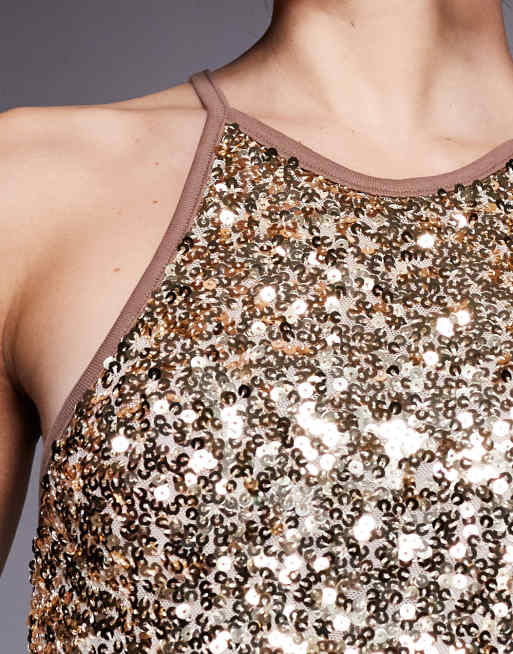 Edikted Pasha sequin tank top in gold , 2 of 4