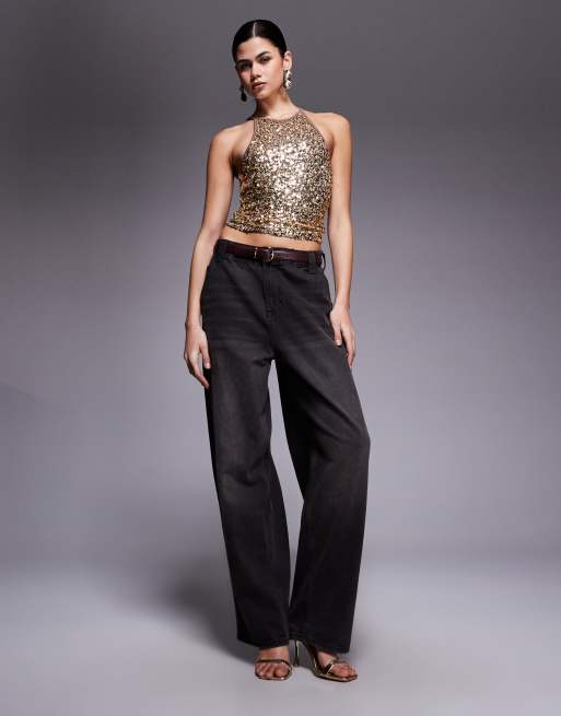 Edikted Pasha sequin tank top in gold , 4 of 4