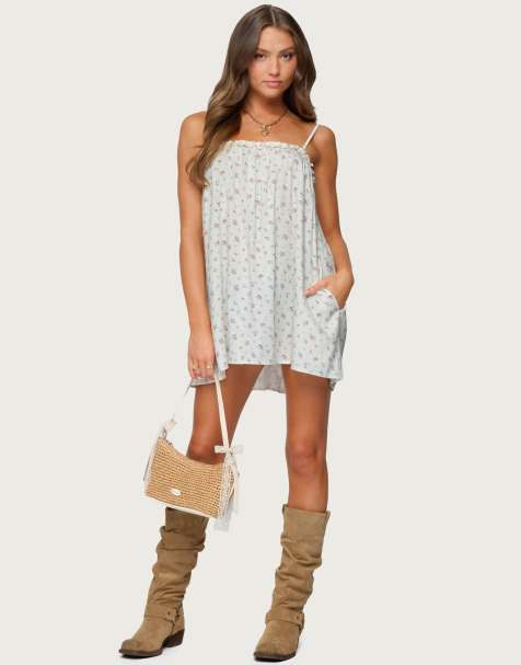 Edikted Patti floral mini dress in cream