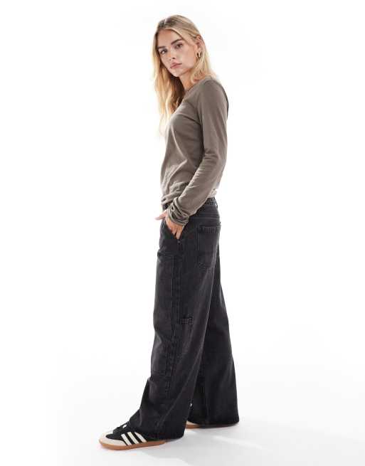 Edikted Peite ayla row rise carpenter jeans in washed black, 2 of 5