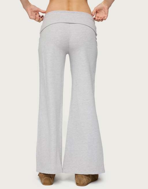 ヨガ・ピラティス Edikted Yoga pants Petite XS Edikted Petite wide leg fold over pants in light gray melange | ASOS