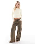 [Edikted] Edikted Petite Zahra mud wash low rise jeans in washed brown S BROWN