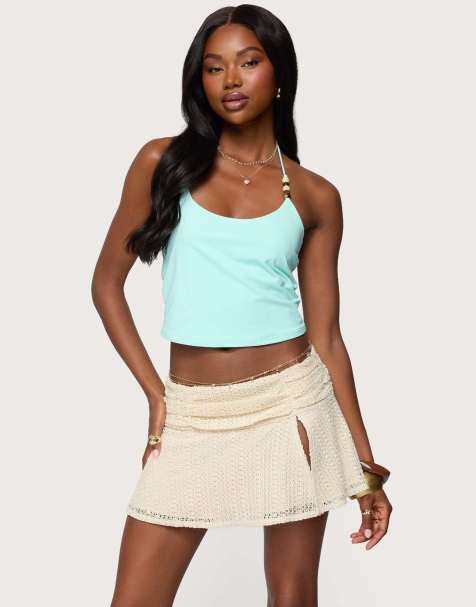 Edikted Radley bead halter top in aqua - view 1