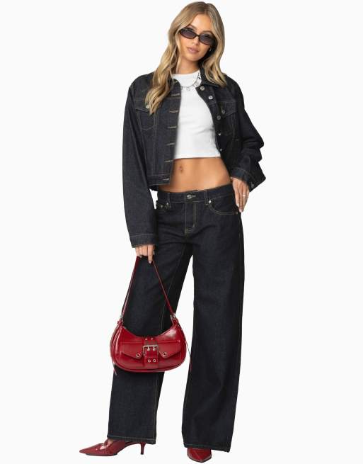 Edikted raelynn washed low rise baggy jeans in indigo-blue-raw-washed, 4 of 5