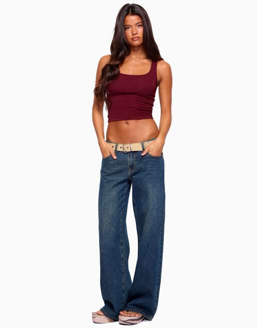 Edikted raelynn washed low rise baggy jeans in twilight-blue, 4 of 5