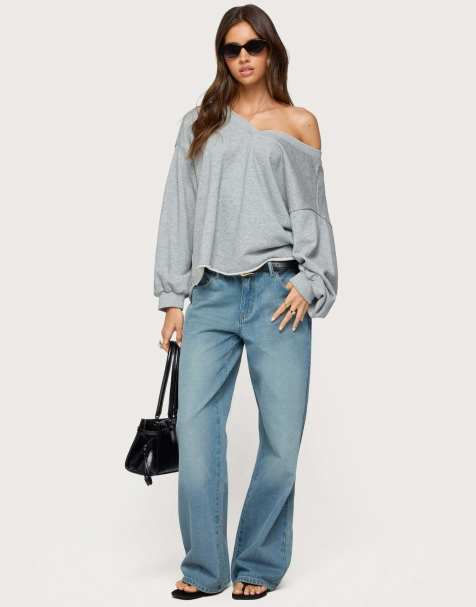 Edikted Raelynn washed low rise jeans in tinted denim - view 1