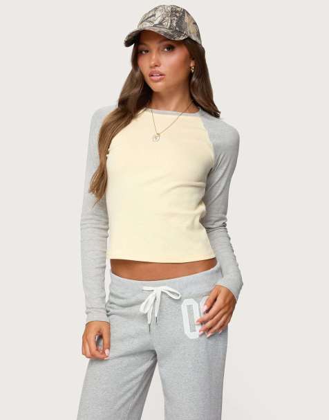 Edikted Raya long sleeve t shirt in yellow - view 1