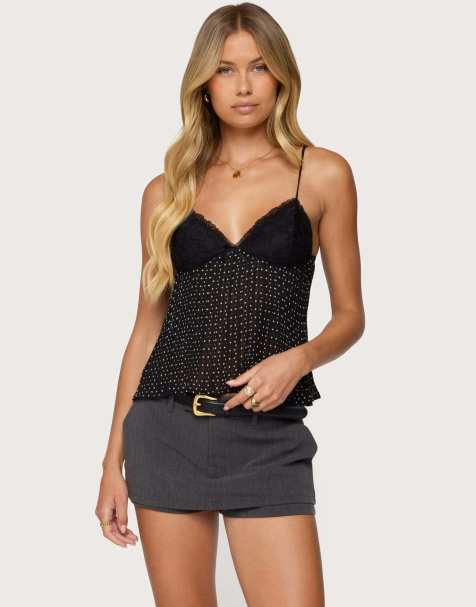 Edikted Rhian lacey pleated babydoll top in black - view 1