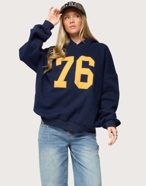 Edikted Rhyan 76 oversized hoodie in navy - view 1