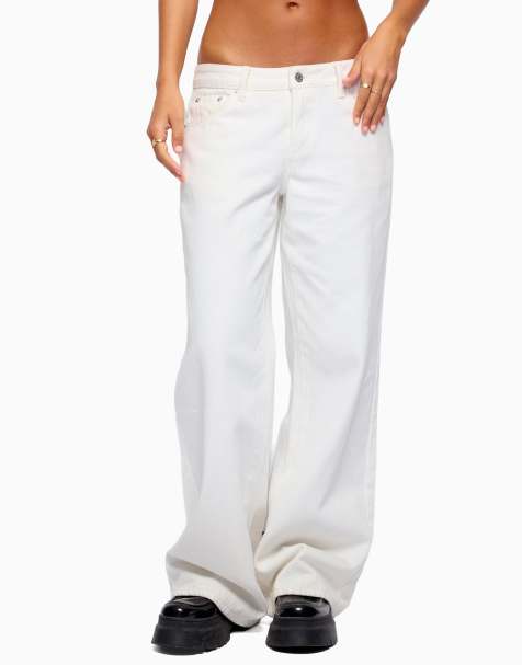 Edikted roman low rise baggy jeans in white - view 1