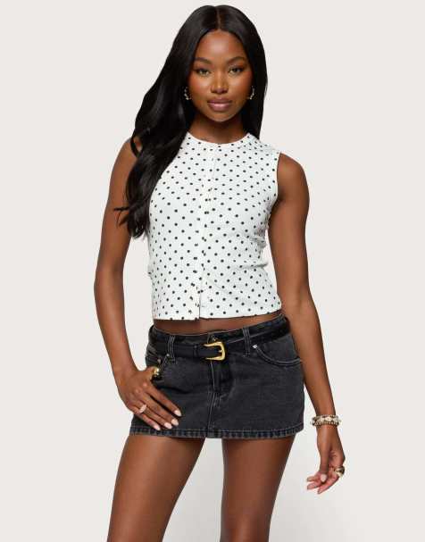 Edikted Rosalind polka dot tank top in white - view 1