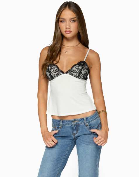 Edikted rubie lacey babydoll top in white - view 1