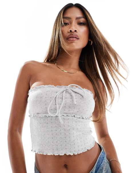Edikted Savannah pointelle crop strapless top - view 1