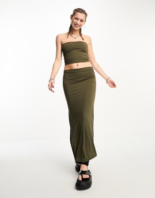 Edikted slinky low rise bodycon midi skirt with contrast detail - part of a  set