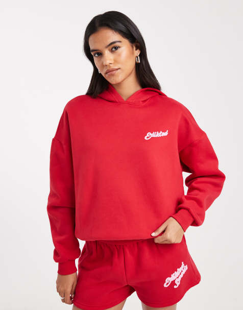 Edikted so sporty hoodie in red - view 1