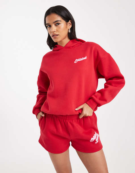 Edikted so sporty sweat shorts in red - view 1