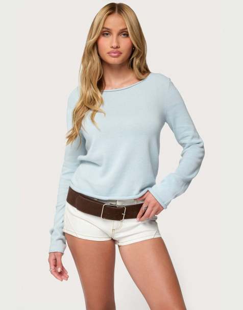 Edikted Sonny relaxed rolled sweater in light blue - view 1