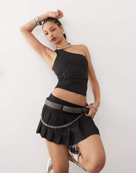 Edikted - Sort oneshoulder-top med spændedetalje - view 1